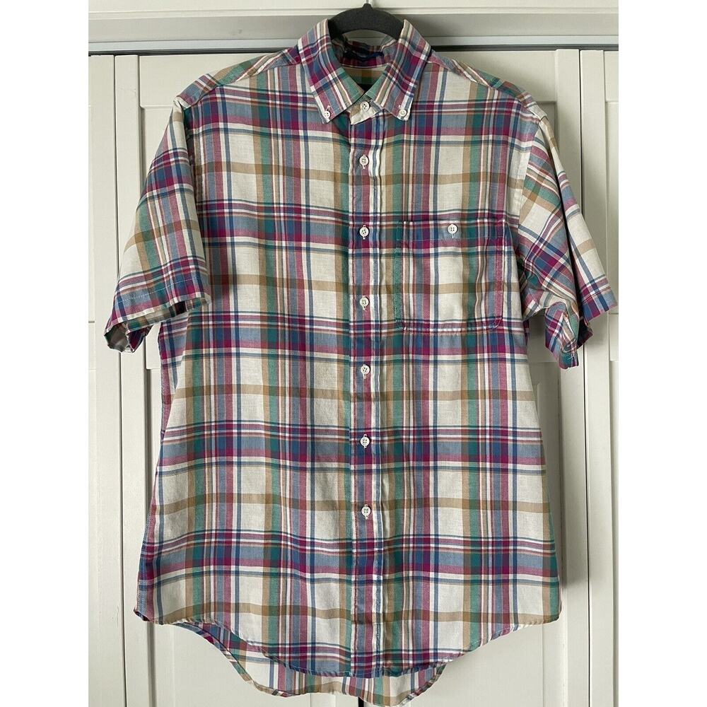 VTG TOWNCRAFT SINGLE NEEDLE TAILOR PLAID BUTTON POCKET SHIRT MENS Medium USA